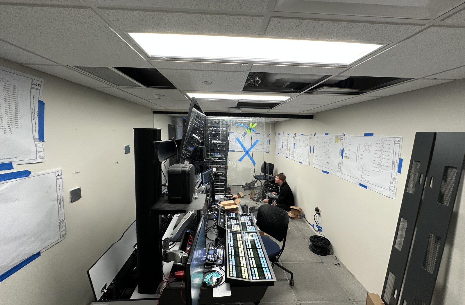 Municipal production control room with operator workstations and monitoring